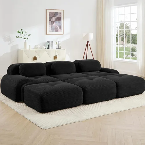 Vista 44 de Juego de sofás seccionales sin hueso de 117 pulgadas para sala de estar, modular en forma de L y sofá de 3 plazas con asiento profundo, almohadas