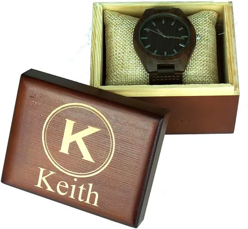 Vista 2 de Awerise Caja de reloj de madera grabada personalizable, organizador de relojes, regalos de novio, regalo de cumpleaños, el mejor regalo para hombre