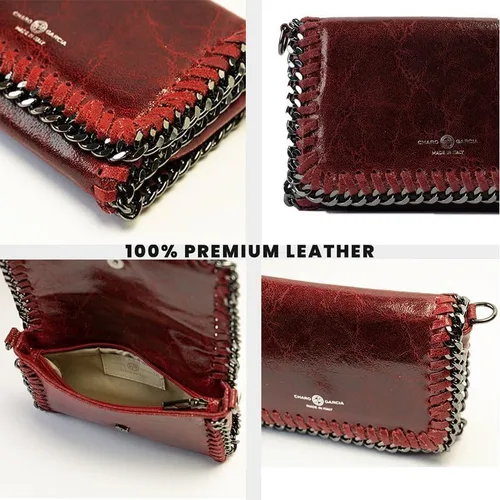 Vista 4 de Bolso bandolera pequeño para mujer con correa desmontable fabricado en Italia.
