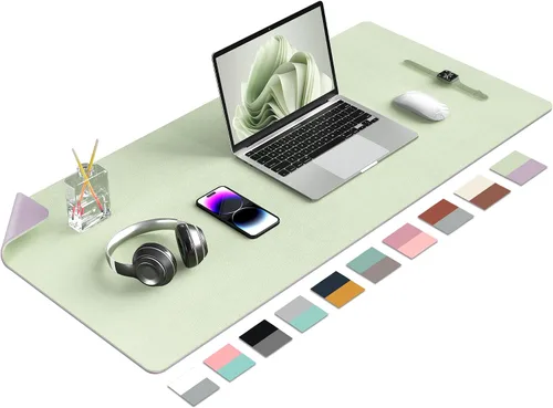 Vista 19 de Tapete de escritorio grande protector – Alfombrilla multifuncional de doble cara para escritorio de oficina, alfombrilla de ratón suave de Azul lago