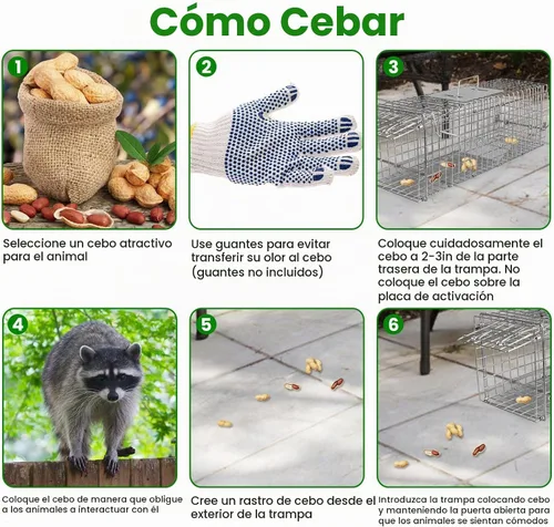 Vista 5 de Trampa de jaula para animales vivos de 23.3 x 7.2 x 7.7 pulgadas Trampas plegables de acero galvanizado para gatos callejeros, ardillas (<4.4 libras)