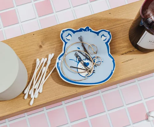 Vista 7 de Care Bears - Bandeja de cerámica esculpida con cara de oso gruñón, organizador de platos de almacenamiento para joyas, accesorios, llaves y más