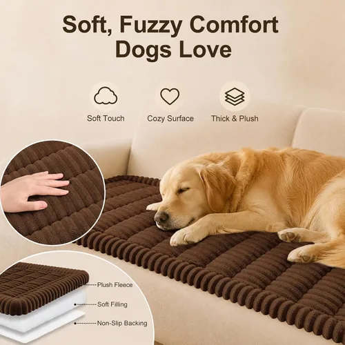 Vista 2 de decorUhome Funda de sofá para perros, funda antideslizante y mullida para sofá, para asiento, respaldo y reposabrazos, protector de sofá suave