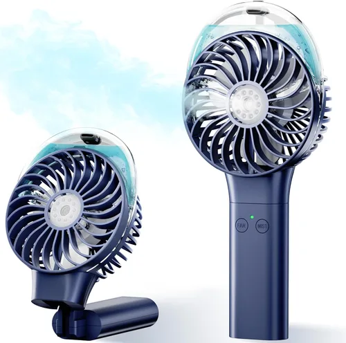 Vista 9 de PANERGY Ventilador de mano con enfriador de hielo, mini ventilador portátil recargable, refrigeración de 18 horas, velocidad ajustable de 0 a 100