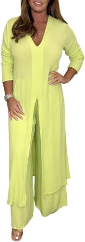 Vista 2 de PHILISENMALL Summer Woman Outfits Wide-Leg Pants Long TrousersShirt Blouse Two-piece Set for Female Casual Household Wear