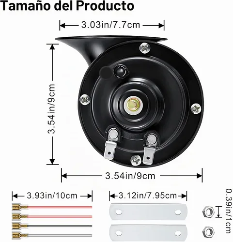 Vista 6 de Bocina de auto de 12 V, 300 dB, bocinas súper fuertes, bocinas dobles impermeables para camiones, bocinas de caracol eléctrico, kit de ajuste