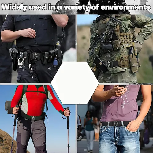 Vista 6 de Paquete de 3 cinturones tácticos para hombre, hebilla de metal de liberación rápida