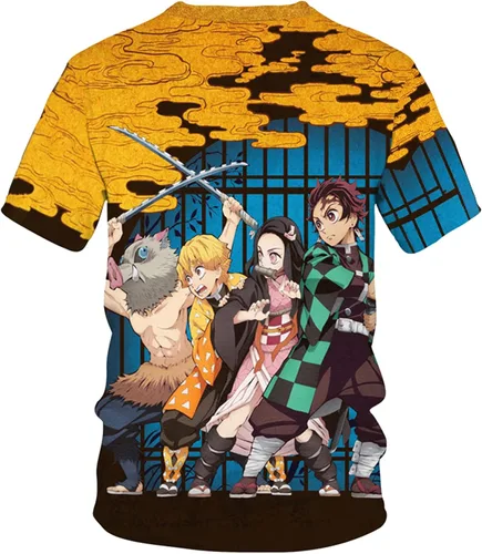 Vista 2 de Demon Slayer T Shirt Teenagers Children Tshirt Fashion Casual Short Sleeve 3D Printing T Shirts for Boys Girls
