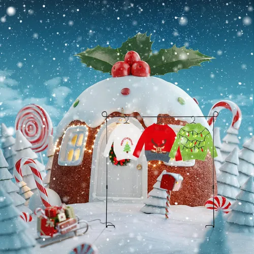 Vista 6 de Aoriher 3 piezas de ropa de muñeca de Navidad, accesorios de Navidad, conjunto de suéter pequeño, ropa de punto, alce, Navidad, árbol de Papá Noel
