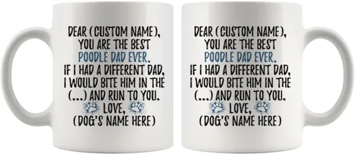 Vista 5 de Taza personalizada de Poodle Dads, Poodle Daddy, dueño de caniche, hombre de perro caniche, regalo para papá caniche (11 onzas)