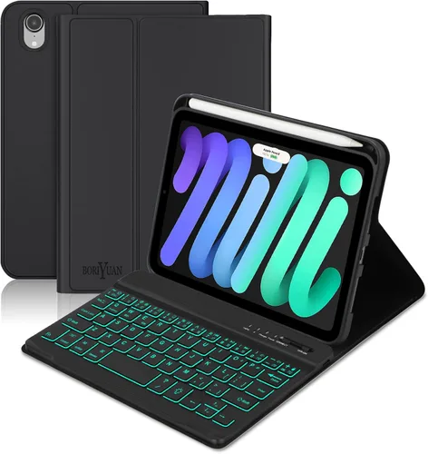 Vista 16 de Funda con teclado para iPad mini, teclado Bluetooth inalámbrico desmontable delgado con folio inteligente para Apple iPad mini 5 2019/iPad Mini 1 2