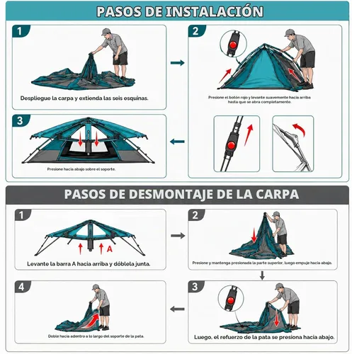 Vista 5 de Hewolf 2/3/4 Person Camping Tent - Instant Pop Up Waterproof 2 Doors Tent with Easy Setup 3-Season Hexagonal Dome Design for Family, Hiking &