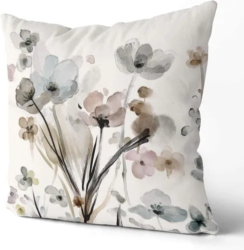 Vista 5 de Fundas de Almohada Decorativas de Flores 16x16 Juego de 2, Fundas de Almohada con Flores, Fundas Cuadradas Decorativas para Sofá, Sillón