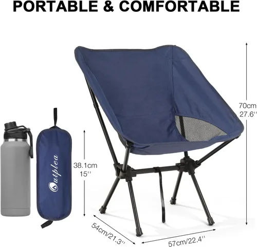 Vista 3 de Silla de camping portátil plegable, silla de senderismo ligera y compacta, silla de playa para adultos, azul