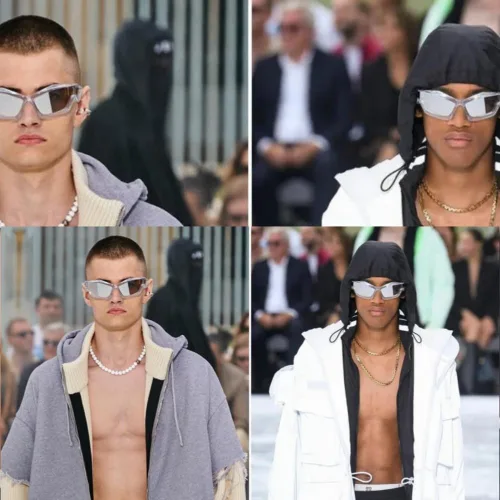 Vista 2 de Cool Futuristic Y2K - Gafas de sol para hombres y mujeres, deportes envolventes alrededor del escudo de ojo de gato, lentes de sol espaciales