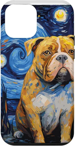 Vista 16 de Funda para iPhone 16 American Bully Starry Night para perro, mamá, perro, papá