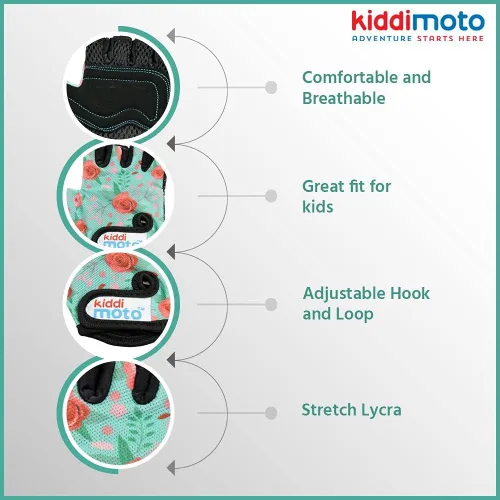 Vista 2 de Kiddimoto Kids Cycling Gloves Anti-Slip Kids Bike Gloves for Boys and Girls Fingerless Kids Mountain Bike Gloves for BMX, MTB Riding, Gymnastics