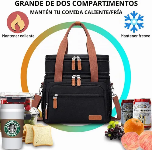 Vista 7 de Weitars Lonchera para mujeres y hombres, lonchera grande con doble compartimento para hombres, lonchera para adultos, para enfermeras, oficina Caqui