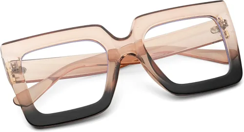 Vista 29 de Pro Acme Gafas de bloqueo de luz azul, marcos cuadrados grandes, anteojos falsos para mujer