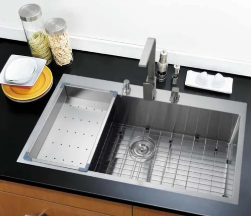 Vista 3 de Starstar Colador de acero inoxidable de 18" para fregadero de cocina