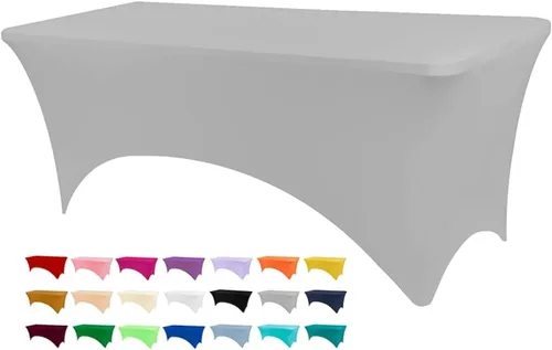 Vista 30 de BDDC - Funda de mesa ajustada de 4 pies, manteles de elastano negros, manteles elásticos lavables y resistentes a las arrugas para eventos, bodas