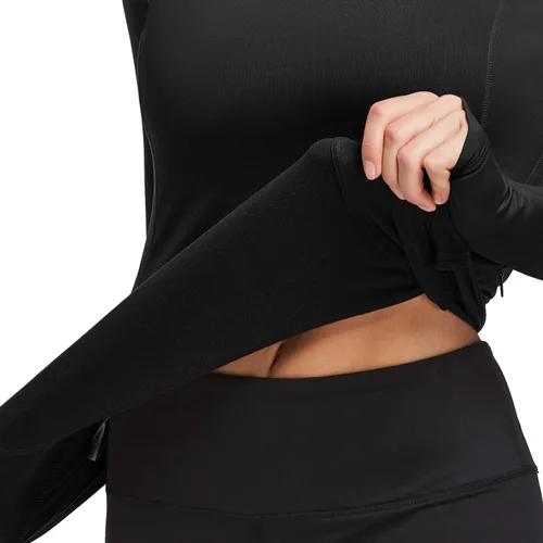 Vista 4 de BALEAF Camiseta térmica de forro polar para mujer de manga larga con agujeros para los pulgares bolsillo con cremallera para clima frío