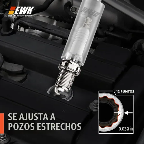 Vista 5 de EWK - Enchufe de bujía magnético de pared delgada de 14 mm, 12 puntos para BMW, Mini Cooper, Nissan, Infiniti