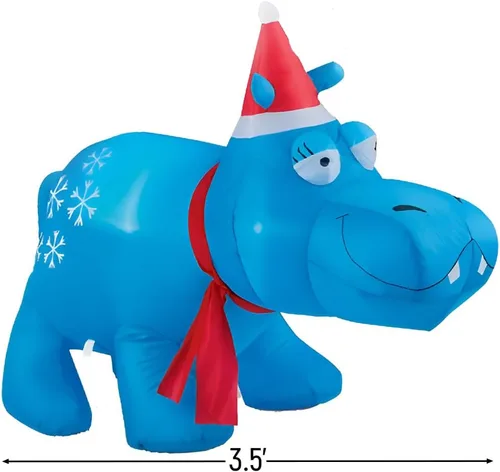 Vista 2 de Brite Star Inflables Airblown de 3.5 pies, hipopótamo azul