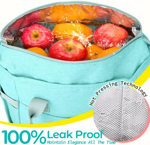 Vista 6 de KIPBELIF Cute&Classy Bolsas de almuerzo aisladas espaciosas para mujeres - Bolsa de mano grande elegante y funcional para adultos para trabajo