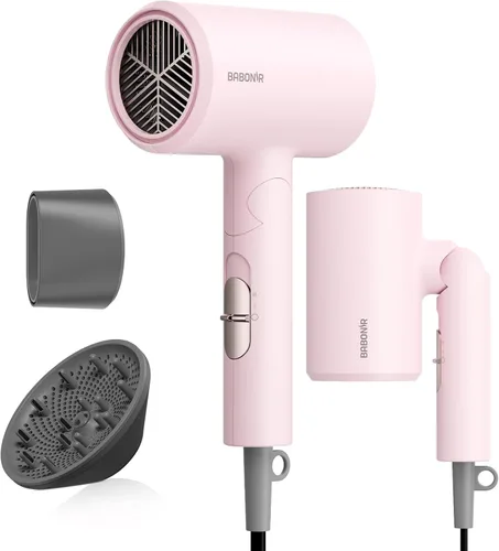 Vista 10 de BABONIR 1875W Hair Dryer with Diffuser, Ionic Foldable Blow Dryer, Black Fast Drying for All Hair Types, 3 Heat & 2 Speed, Concentrator &