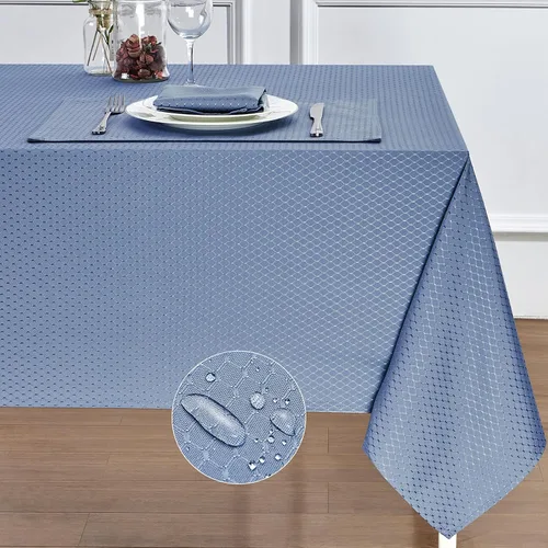 Vista 26 de Mantel redondo de poliéster resistente al agua y las manchas, lavable, mantel de tela para mesa de cocina y comedor