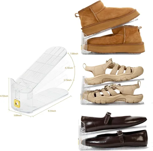 Vista 4 de Organizador de ranuras para zapatos, apiladores de zapatos ajustables, paquete de 10 ahorradores de espacio para zapatos, ranura para zapatos