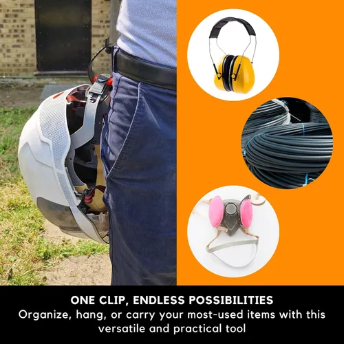 Vista 6 de Clip para cinturón para casco duro, versátil receptor de utilidad para cascos, guantes, accesorios de EPP, cables, orejeras - Seguridad y utilidad