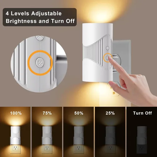 Vista 4 de easuntec Luz Nocturna, Luces Nocturnas Enchufables en la Pared, Luz Nocturna LED Cálida, Sensor de Luz de Atardecer a Amanecer, 3 Modos de Luz
