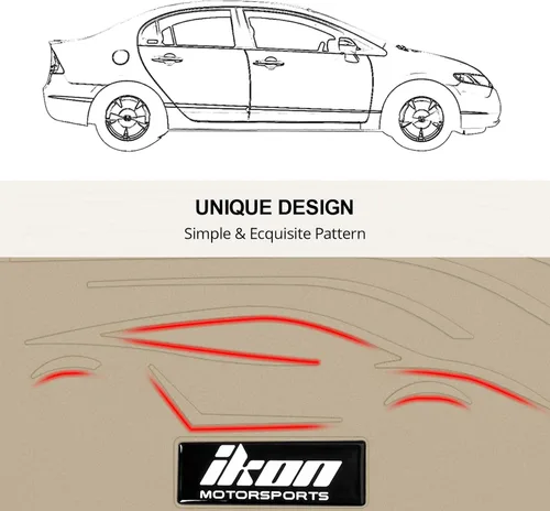 Vista 5 de IKON MOTORSPORTS, Alfombrillas compatibles con Honda Civic Coupe & Sedan 2006-2011, Goma de látex beige personalizada para todo clima, alfombras