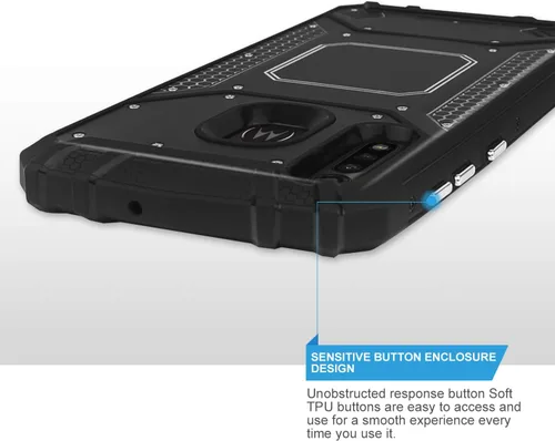 Vista 6 de TJS Funda de teléfono compatible con Motorola Moto E 2020, con protector de pantalla de vidrio templado, de aluminio a prueba de golpes, soporte