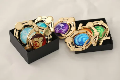 Vista 6 de Loveqiqi Genshin Impact Vision - Llavero Mondstadt Pyro, accesorios de llavero para cosplay, réplica exacta del juego