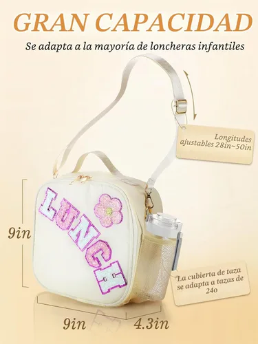 Vista 4 de Alphatool Bolsa de almuerzo aislada para niños con correa ajustable para Beige