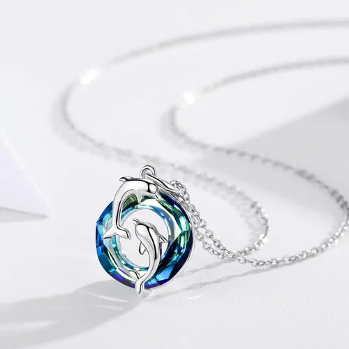 Vista 4 de Collar de delfín de plata de ley 925, regalos para el día de la madre para mujeres