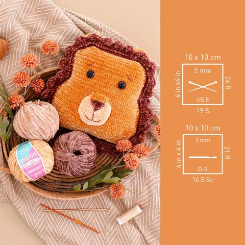 Vista 7 de Circulo - Hilo Amigurumi Pelucia, hilo especial de felpilla de terciopelo para amigurumi y manta, 144 yardas, peinado (1112 - crema)