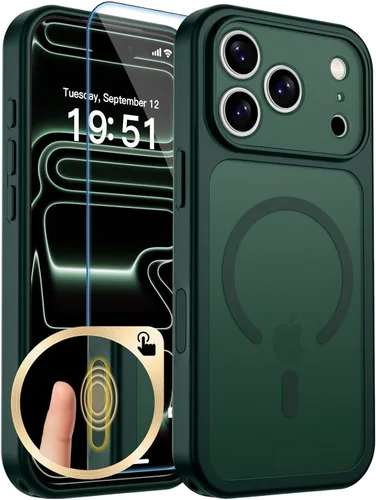 Vista 150 de zapica Funda magnética para iPhone Air, con protector de pantalla de vidrio templado, compatible con MagSafe, translúcida mate, a prueba de golpes