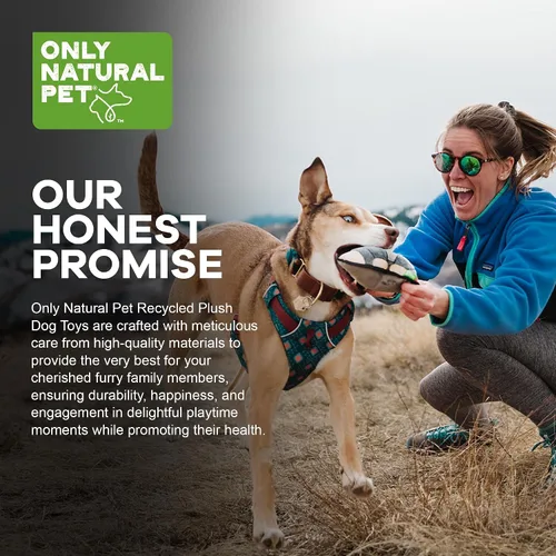 Vista 5 de Only Natural Pet Mountain Friends - Juguetes de peluche reciclados para perros, diseño duradero de doble costura con chirriante interno y orejas