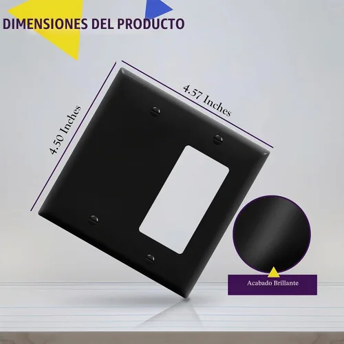 Vista 2 de ENERLITES Combination Decorator - Placa de pared basculante y salida en blanco, tamaño estándar, cubierta de interruptor de luz de 2 cuadras, 4.50 x