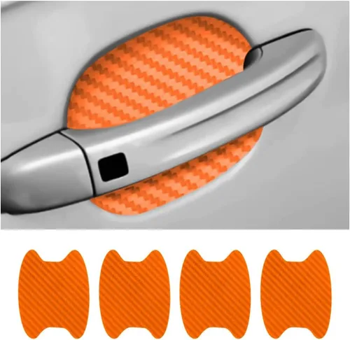 Vista 8 de 4 calcomanías protectoras de manija de puerta de auto, película protectora universal de fibra de carbono antiarañazos para manija de puerta de auto