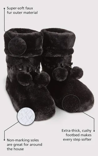 Vista 4 de PajamaGram - Zapatillas para mujer con forro polar, pantuflas abotinadas