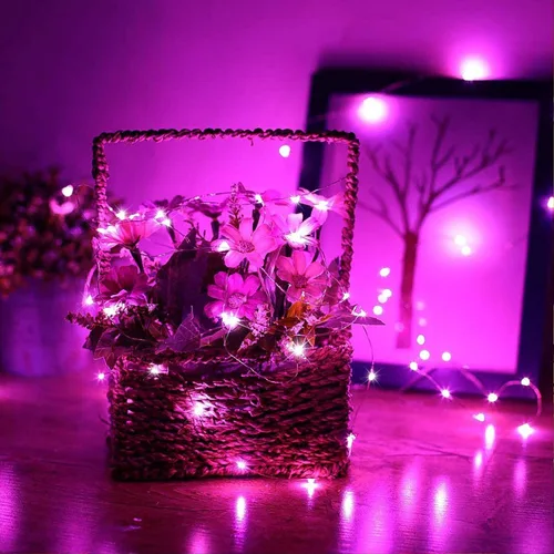 Vista 6 de RUICHEN Guirnalda de luces LED de 33 pies con 100 luces LED enchufables, impermeables, regulables, alambre de cobre, luces de luciérnaga estrellada
