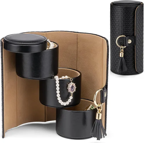 Vista 32 de Vlando Viaggio - Joyero pequeño, caja de almacenamiento para accesorios de viaje