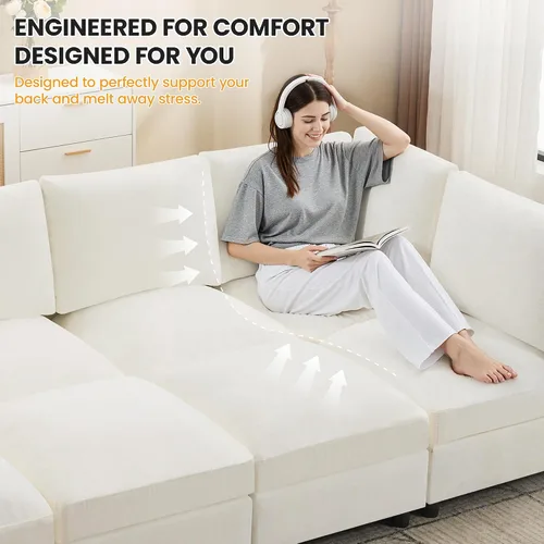 Vista 5 de Sofá cama modular modular, sofá de 8 plazas Cloud de 116 pulgadas con Beige