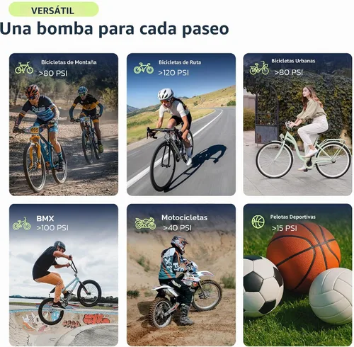 Vista 4 de Woowind Mini bomba de bicicleta, 25s rápido, Presta Schrader, carretera