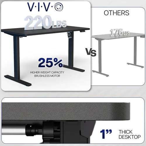 Vista 5 de VIVO DESK-KIT-1W4W - Escritorio eléctrico de pie de 43 x 24 pulgadas, ajuste de altura de memoria, serie 1B, parte superior blanca de una pieza
